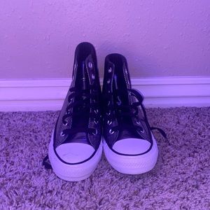 Unworn and new black and silver converse